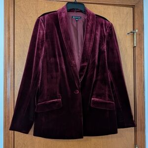 INC International Concepts Velvet Blazer - Deep Burgundy Wine